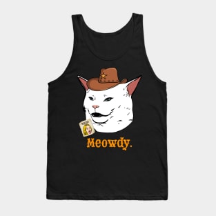 Meowdy Texas Salad Cat Meme Funny Internet Yelling Confused Tank Top